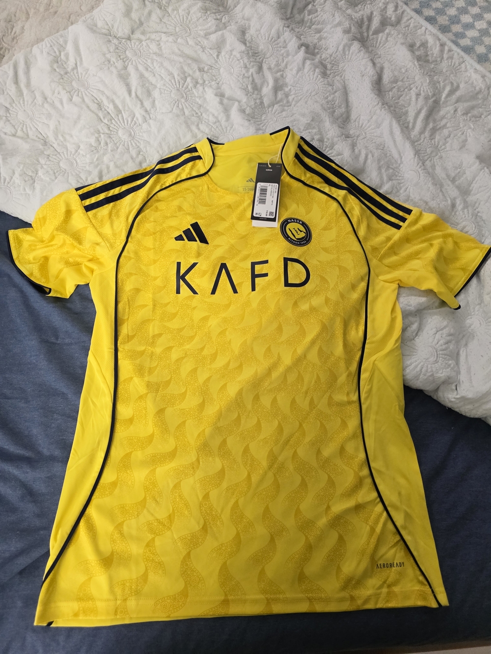 adidas Yellow Soccer Jersey with Black Stripes